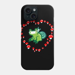 Red Mushroom Heart with Frog and Snail "Masked Goblincore Snuggles" Phone Case