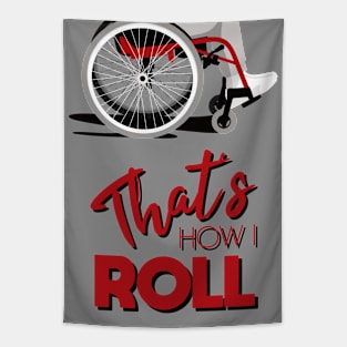 Manual Wheelchair | That’s How I Roll Typography - Red & Grey Tapestry