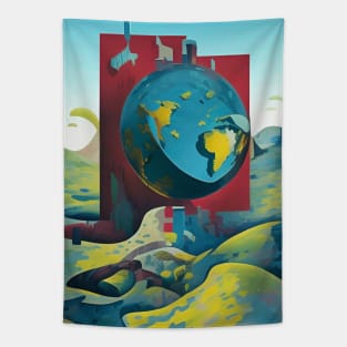 Flat Earth. Modern art Tapestry