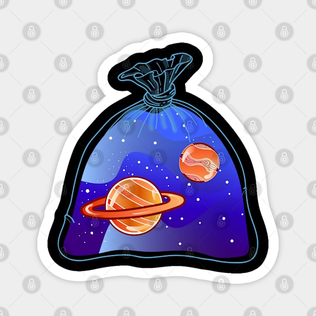 Planets in plastic bags Magnet by Firts King