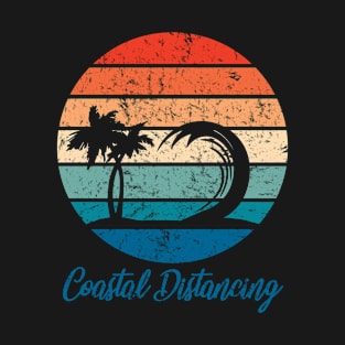 Social Distancing vs Coastal Distancing - Palm Tree with Wave T-Shirt