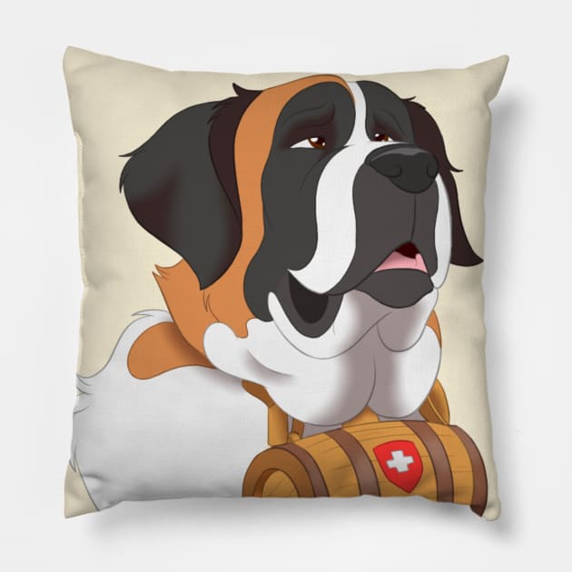 St Bernard Pillow by SkyBlueArts