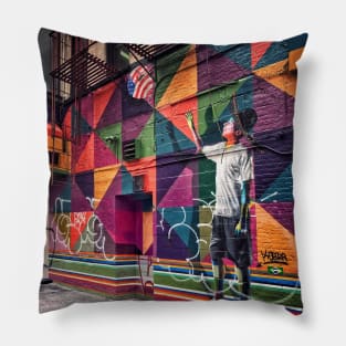 Street Art in Soho, New York City Pillow