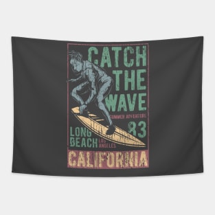 Catch the waves surfing distressed california Tapestry