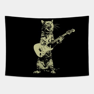 Funny CAt Playing Guitar Tapestry