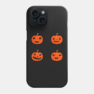 Bright Orange Faux Glitter Halloween Pumpkin Face Pack Phone Case