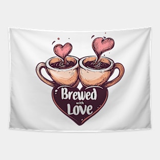Brewed with Love: Vintage Cartoon Valentine's Day Tee Tapestry