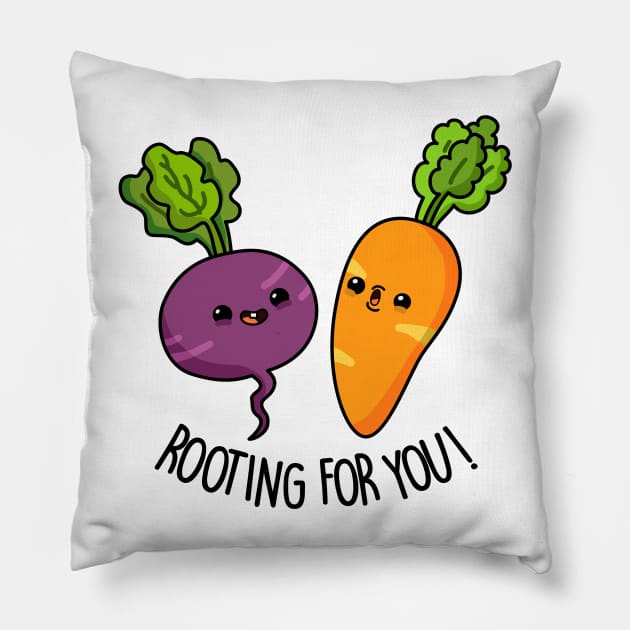 Rooting For You Cute Vegetable Pun Pillow by punnybone