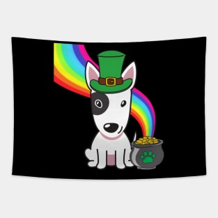 Funny bull terrier celebrates st patricks day Tapestry