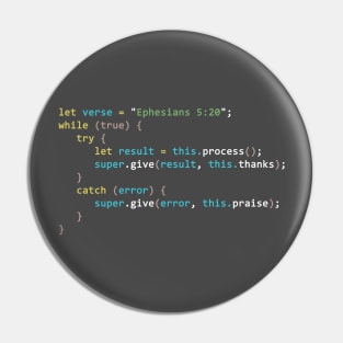 Christian Programmer Language - Ephesians 5:20 Verse in Code Pin