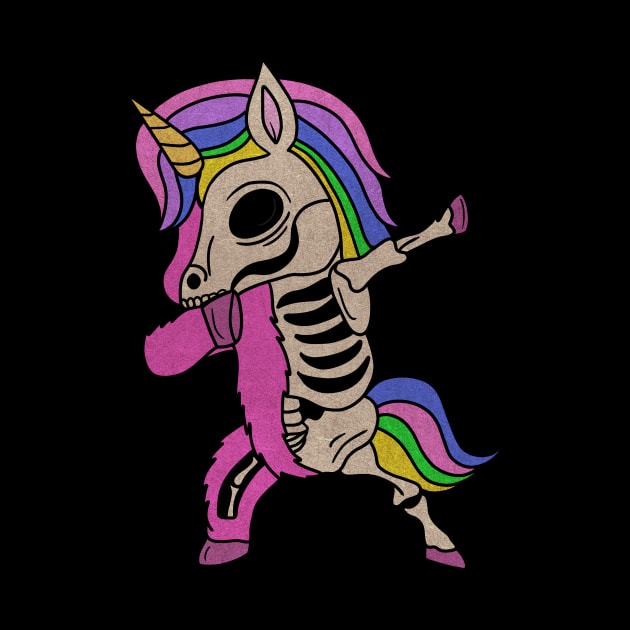 Unicorn Dabbing Skull Zombie Halloween by dukito