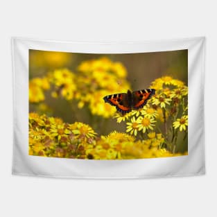 Tortoiseshell butterfly spreading its wings Tapestry