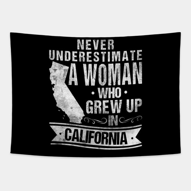 Vintage California Map Woman Grew Up In California Tapestry by Humbas Fun Shirts