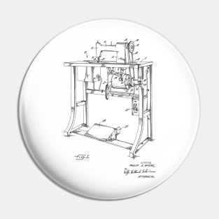 Sewing Machine Power Transmission System Vintage Patent Hand Drawing Pin