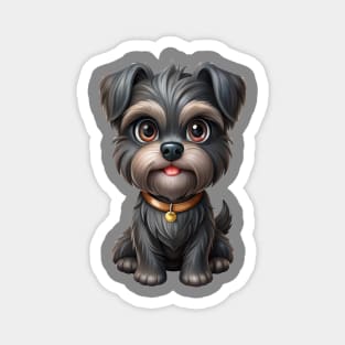 Fluffy Cartoon Affenpinscher with Bell Collar and Expressive Eyes Magnet