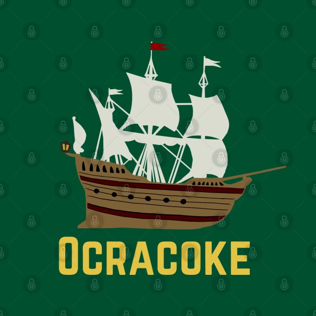 Ocracoke Island Pirate Ship Flag by Trent Tides