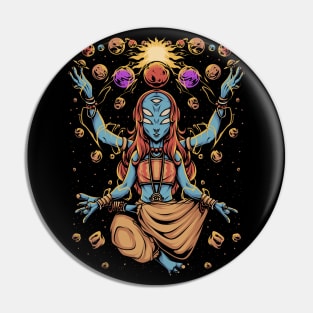 Alien Meditating Spiritual Yoga Lover Meditation Gift Pin