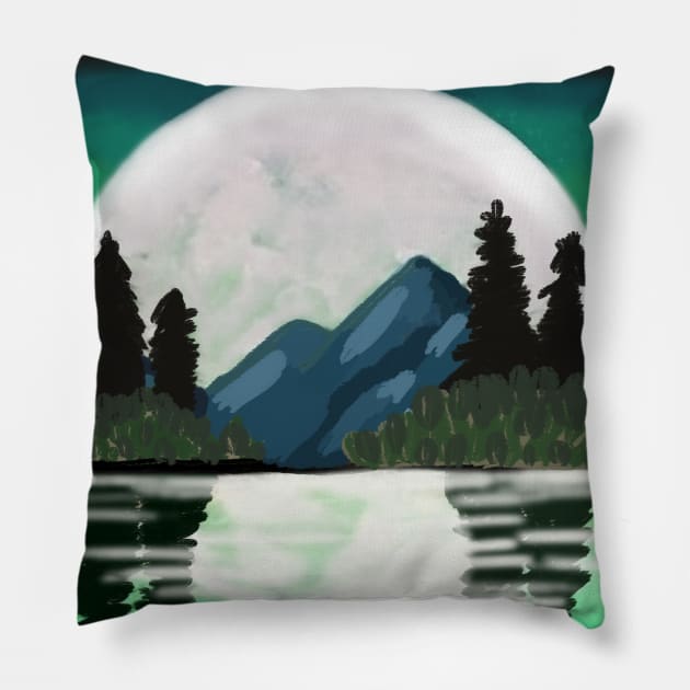 Romantic Moonlight Pillow by Art by Ergate