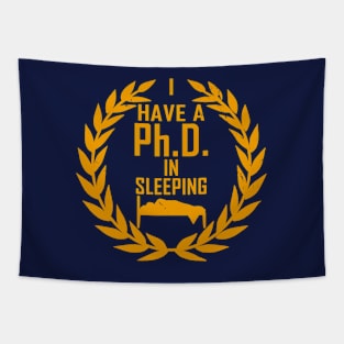 Funny Vintage Sleeping Lazy PHD Meme Tapestry