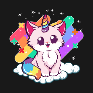 Cute Unicorn Cat Adorable Magical Rainbow Kitty T-Shirt