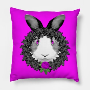 Rabbit Pink Rose Wreath Pillow