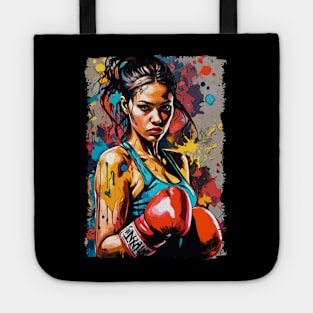 Boxing Girl Pop Art Fighter Martial Arts Portrait Tote