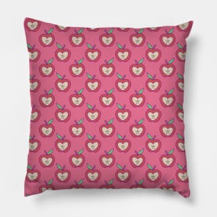 Pink Apple Heart Pattern Pillow