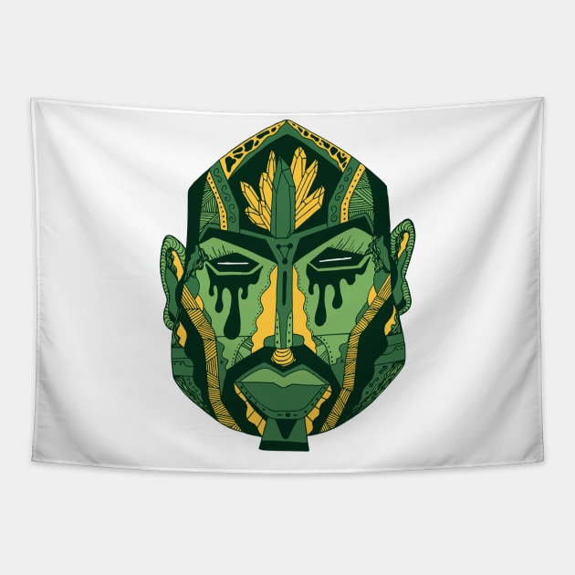 Forrest Green African Mask No 9 Tapestry by kenallouis