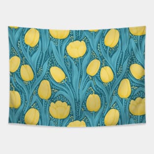 Tulips in blue and yellow Tapestry