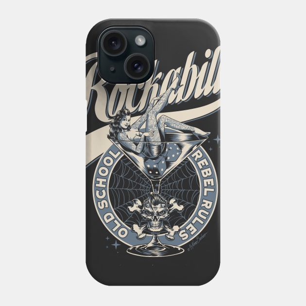 Rockabilly Rebel Rules Phone Case by nanobarbero