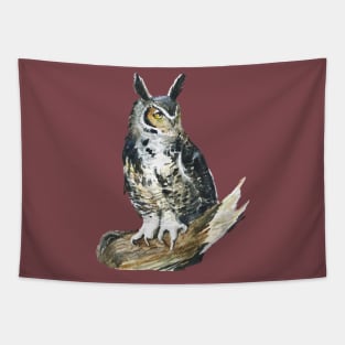Eagle Owl watercolor Tapestry