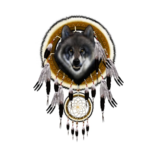 indian antive gray wolf dreamcatchers by Dezigner007