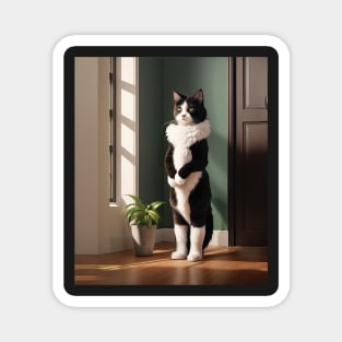 Intriguing portrait of Mon Chat standing in light and dark Magnet