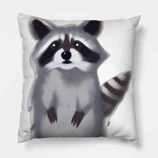 Cute Raccoon Drawing Pillow