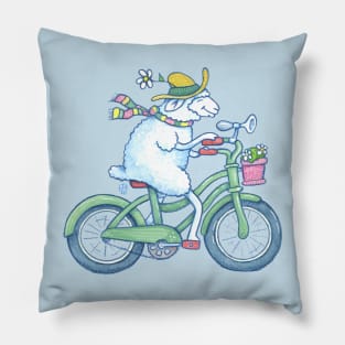 Sheep on a Bike Pillow