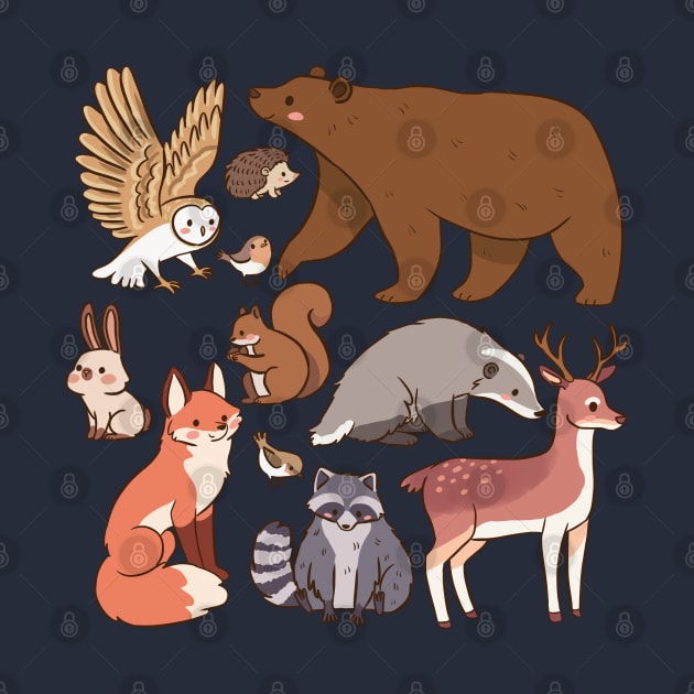 Cute woodland animals illustration by Yarafantasyart