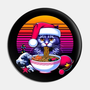 CHRISTMAS CAT EATING RAMEN WAVE JAPANESE Pin