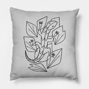 Lizard And Leaves Pillow