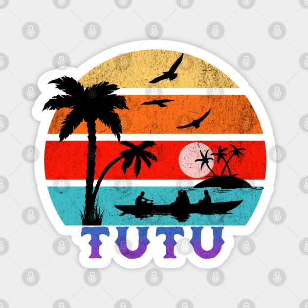 Tutu Retro Sunset Ocean Grandfather Magnet by HolidayBug