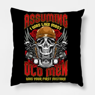 Motorcycle Dad Father Grandpa Old Man Gift Pillow