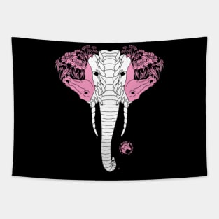 Elephant And Unicorn Floral Face Outline Tapestry