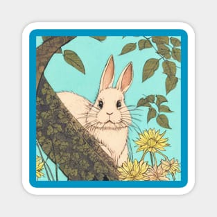 Florida White Beautiful Rabbit Bunny in the Woods Magnet