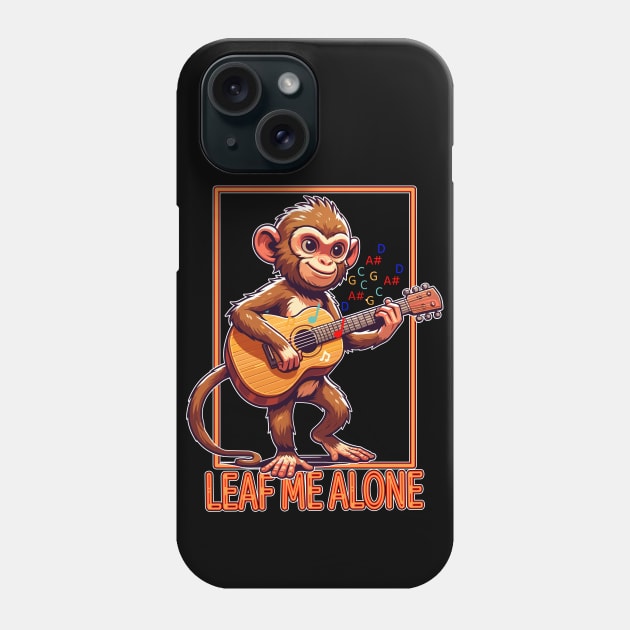 Strumming Solo Monkey, Leaf Me Alone Phone Case by maknatess