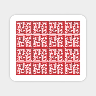 Red Ink Labyrinth Outlined in Black Ink Magnet