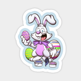 Smiling Easter Bunny With Easter Eggs Magnet