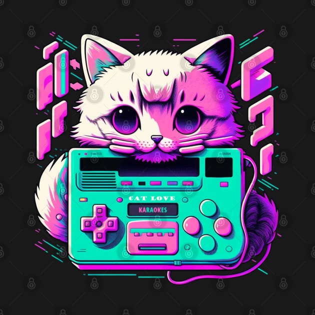 neon gamer cat by karaokes