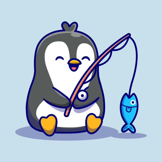 Cute Penguin Fishing Cartoon by Catalyst Labs