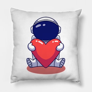 Astronaut Holding Heart Pillow