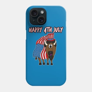 Happy 4th July Bison American Flag Independence Day Phone Case