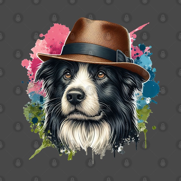 Border Collie Wearing Straw Hat by Automotive_King